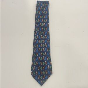 Hermes Blue and Red Silk Tie with Abstract Pattern